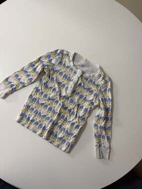Roller Rabbit Kids Pima Cotton Long Sleeve Henley Pajama Top Stripe Duck Print